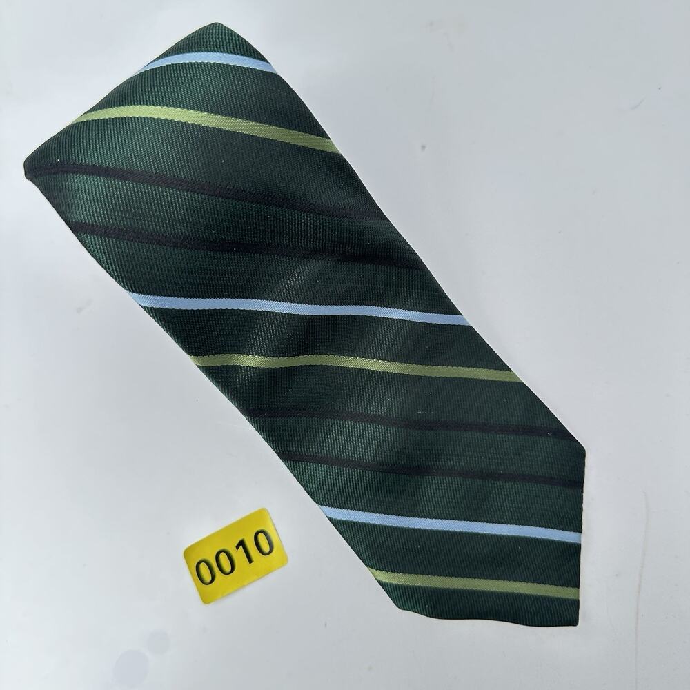 Bertoni Tie 54x 3" Silk Italy Forest green Jacquard asymmetric stripe